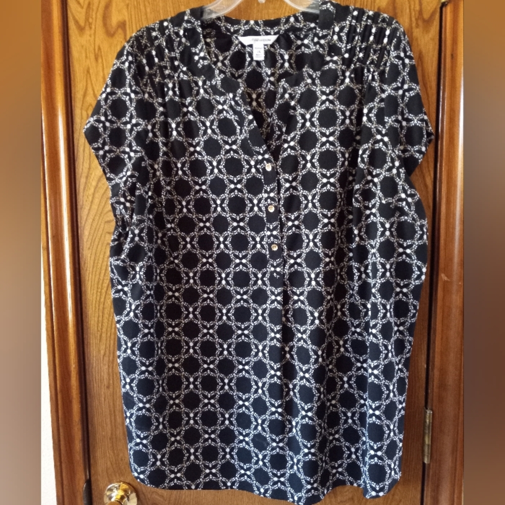 Black and White Patterned Blouse
